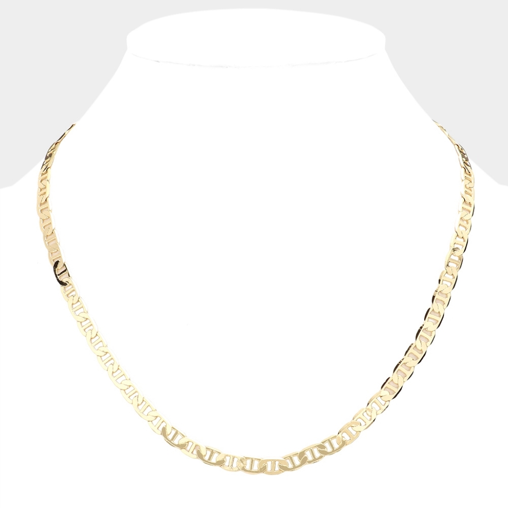 Gold Mariner Link 20" 6mm Necklace Chain Simple Casual Jewelry Metal